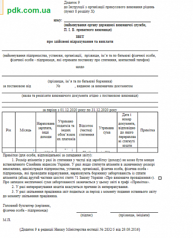 Звіт про здійснені відрахування та виплати
