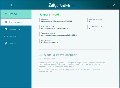 Статус системи Zillya! Антивірус
