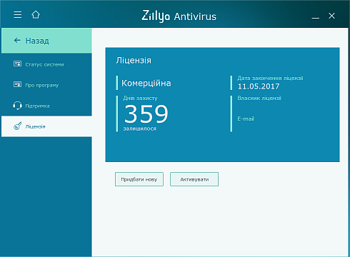 Ліцензія Zillya! Антивірус